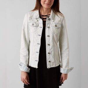 Buckle RWH Denim Purposely Distressed Torn Ripped Grunge Jacket Light Wash Small